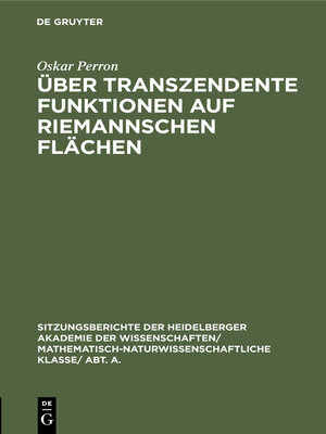 cover image of Über transzendente Funktionen auf Riemannschen Flächen